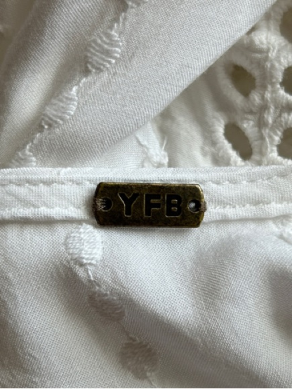 Young Fabulous & Broke White Eyelet Button-Front Maxi Dress size M - Picture 14 of 14